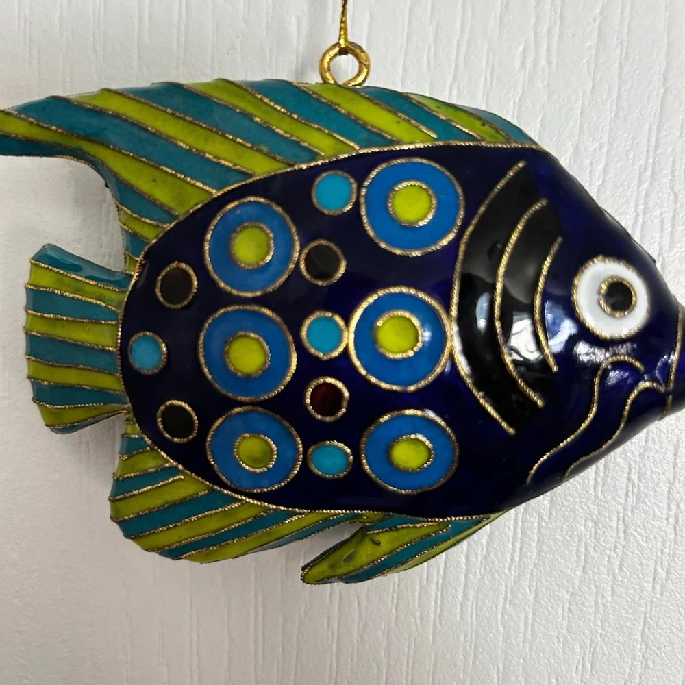 Vibrant Blue and Green Fish Hanging Decor / Ornament